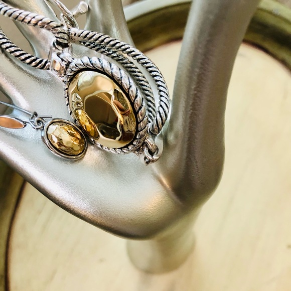 Scroll and Vine Mixed Metal Bracelet & earrings - Picture 2 of 9